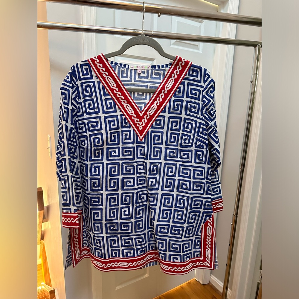 Barbara Gerwit Resort Tunic Red White Blue Medium